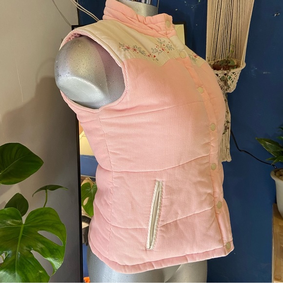 Cottagecore Reversible Puffer Vest Jacket Floral Feminine Corduroy Western Fairy - Picture 10 of 10